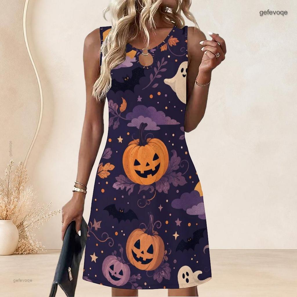 Plus Size Women Round Neck Sleeveless Tank Midi Dress Summer Casual Soft Outfit