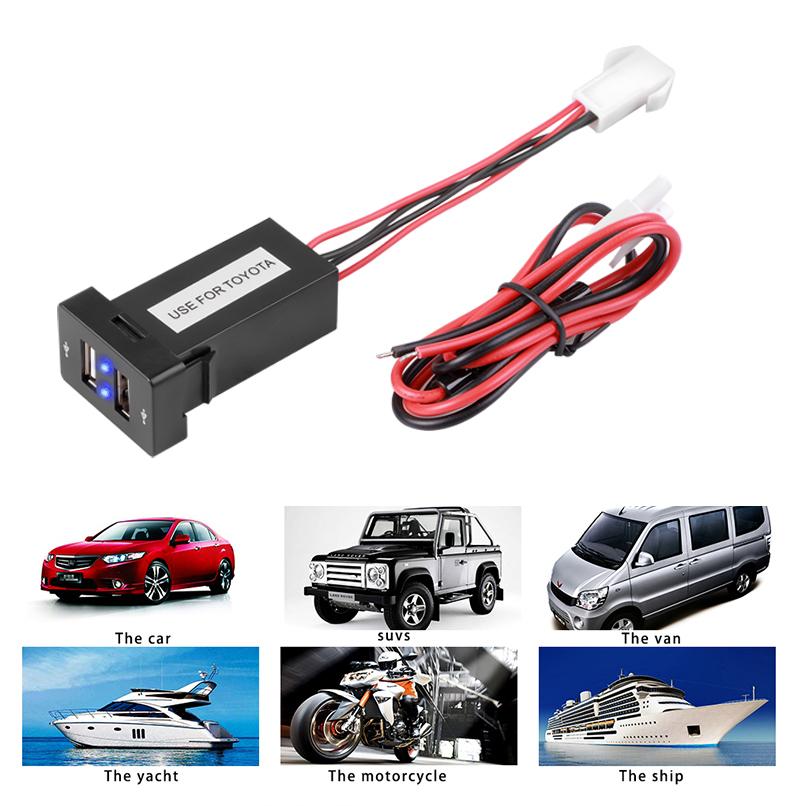 Adaptateur secteur double USB pour chargeur de voiture Toyota, USB 2,1 A, 2 ports, pour iPhone et Samsung, accessoires de voiture