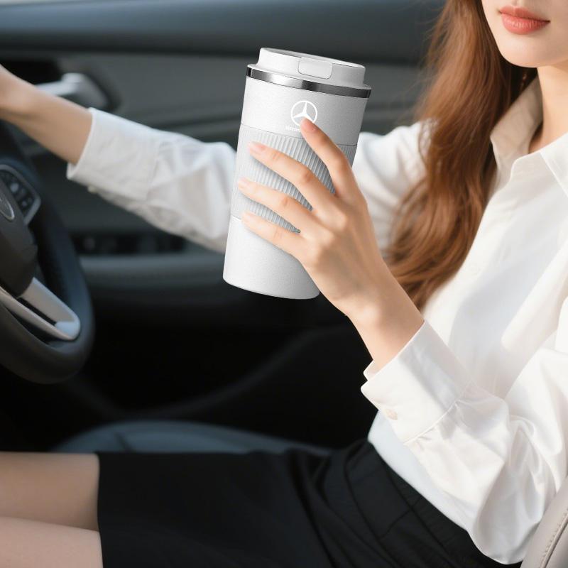 Autocollant de Voiture 500ml Gobelet à Café en Acier Inoxydable Tasse Thermos Tasse Thermique Portable de Voyage Pour Mercedes Benz Classe B/C/E/S Classe A