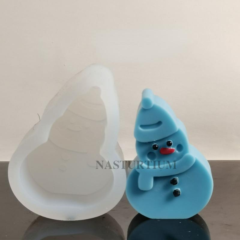 Smiling Snowman Silicone Candle Mold Christmas Handmade Chocolate Cake Baking Tools Home Decoration Crafts Resin Plaster Molds