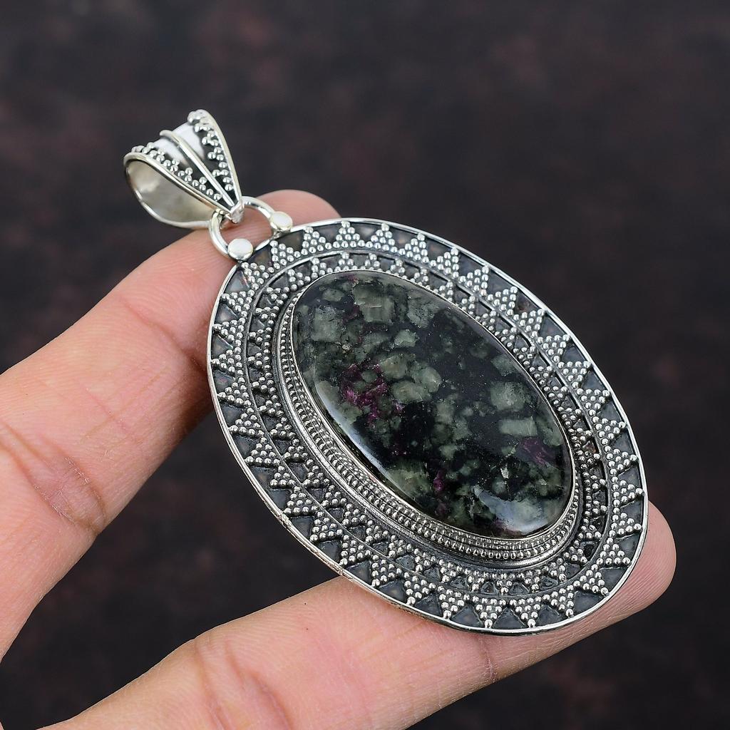 Eudialyte Pendant Handmade Pendant Vintage Pendant Eudialyte Gemstone Jewelry 925 Sterling Silver Pendant Unique Design Jewelry Gift For Him
