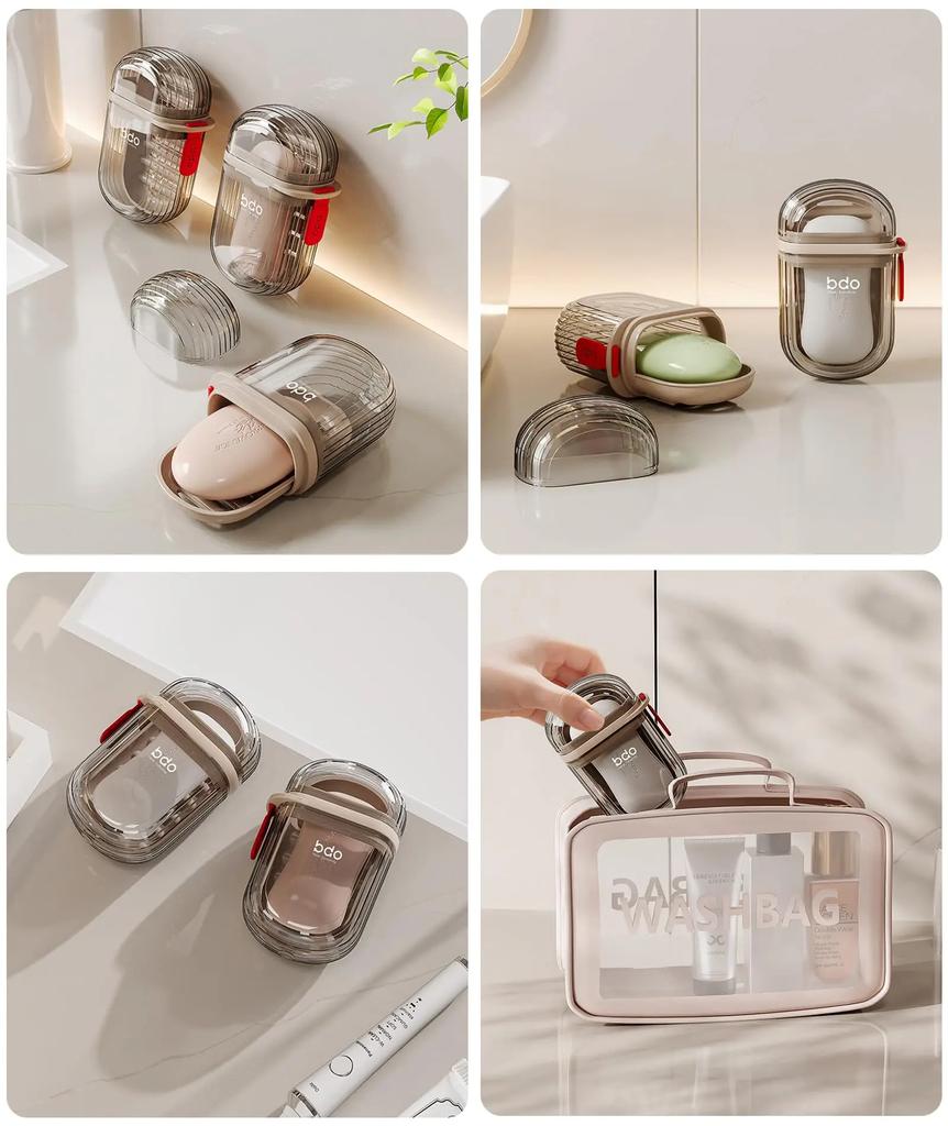 10Pcs Sealed Soap Box Double Layer Drainage Soap Shelf Transparent Travel Waterproof Bathroom Accessories Travel Soap Holder