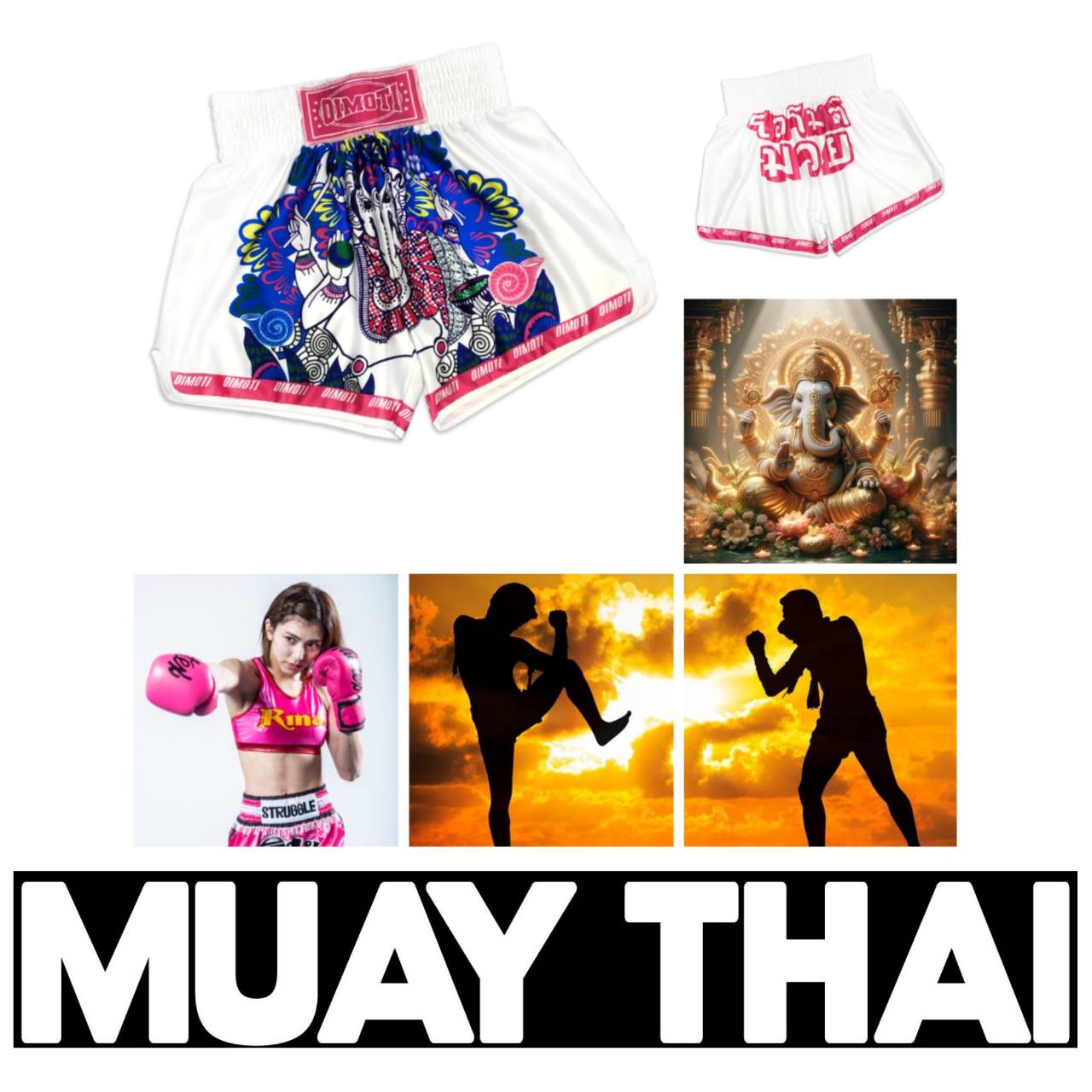 Ganesha Testa di Elefante Muay Thai Kickboxing Pugilato MMA UFC Pantaloncini Casual Palestra Sport Unisex Uomini Donne Allenamento Asciugatura Rapida