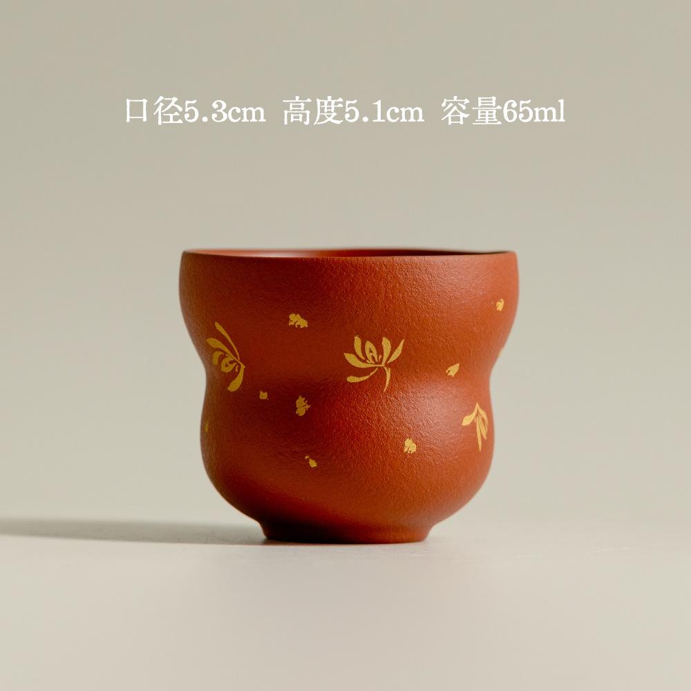 61ml Purple Clay Vermilion Gourd Teacup Zen Tea Bowl Set of Cups Tea-tasting Fragrance Cup Chazhan Master Cups Cha Supplies