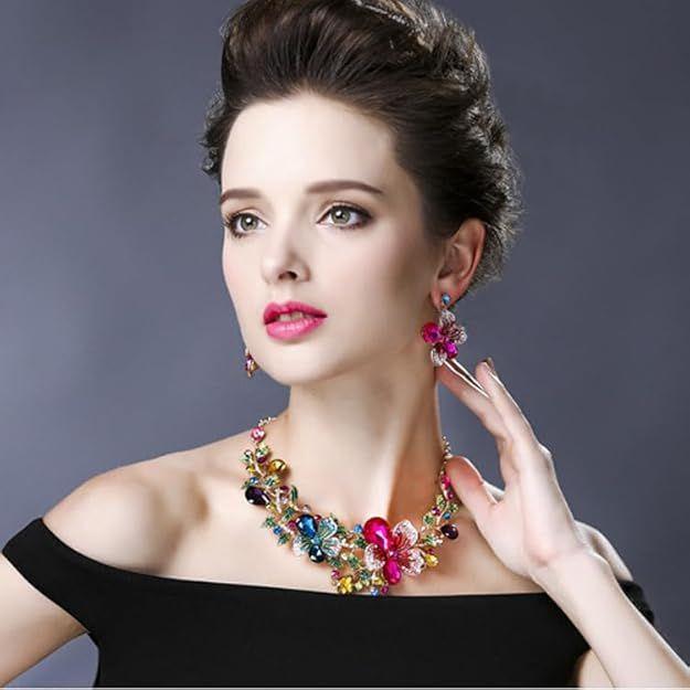 Shining Diva Fashion Necklace Jewellery Set for Women Latest Stylish Design Fancy Crystal
