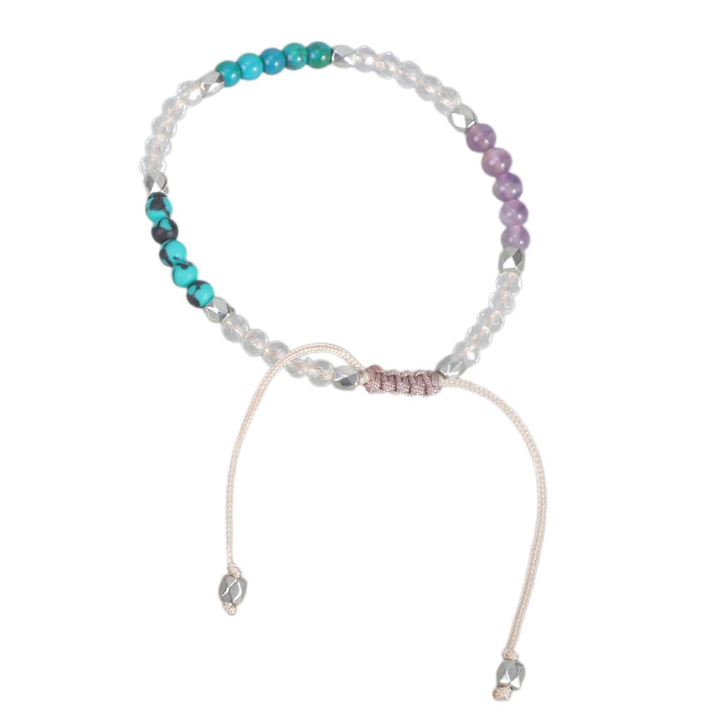 7 Chakra Beads Bracelet Natural Stone Braided Rope Healing Balance Bracelet Bangles with 2mm Beads Handchain for Women