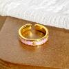 Medieval Vintage Enamel Light Luxury Full Of Diamonds Zircon High-End Sense Opening Ring Niche Ring Woman