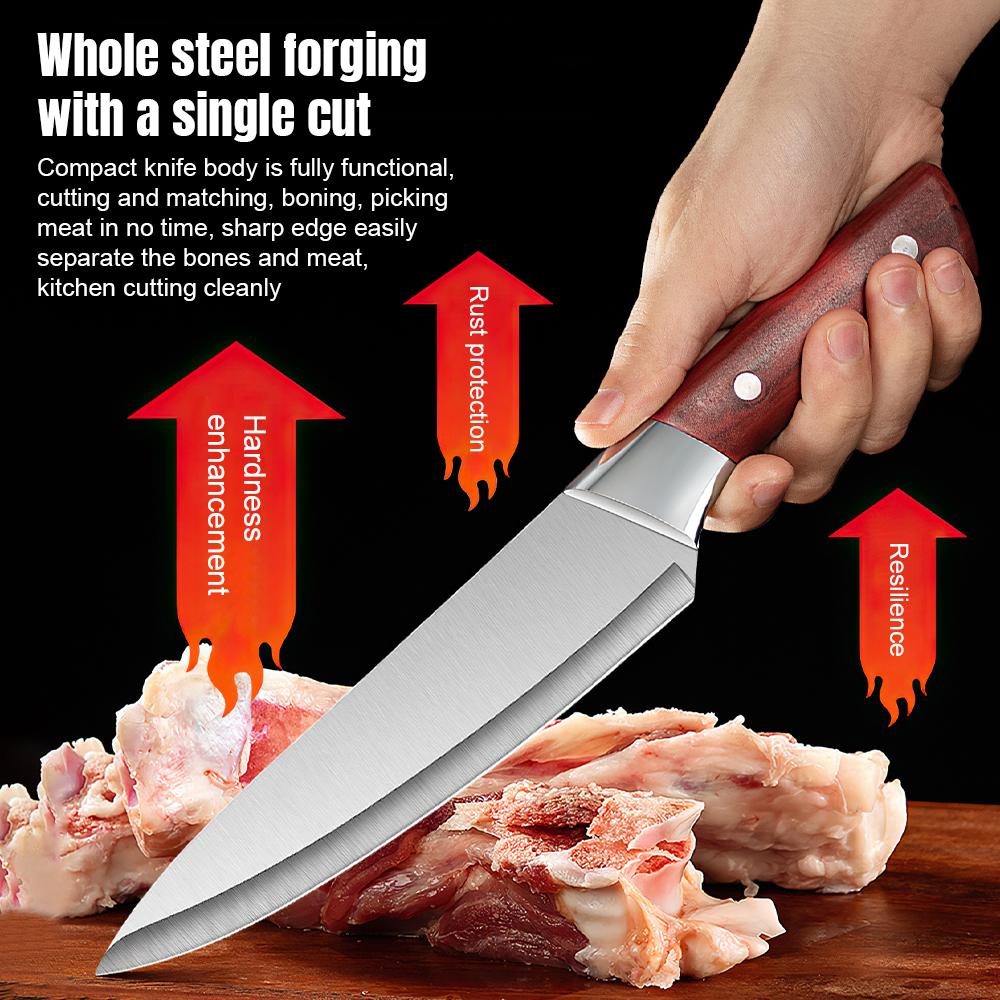 4pcs Hand Forged Butcher Knife Set-Kiritsuke Knives,Meat Cleaver Knife,Boning Knives,Butcher Knives 5Cr15MoV Steel Chef Knife