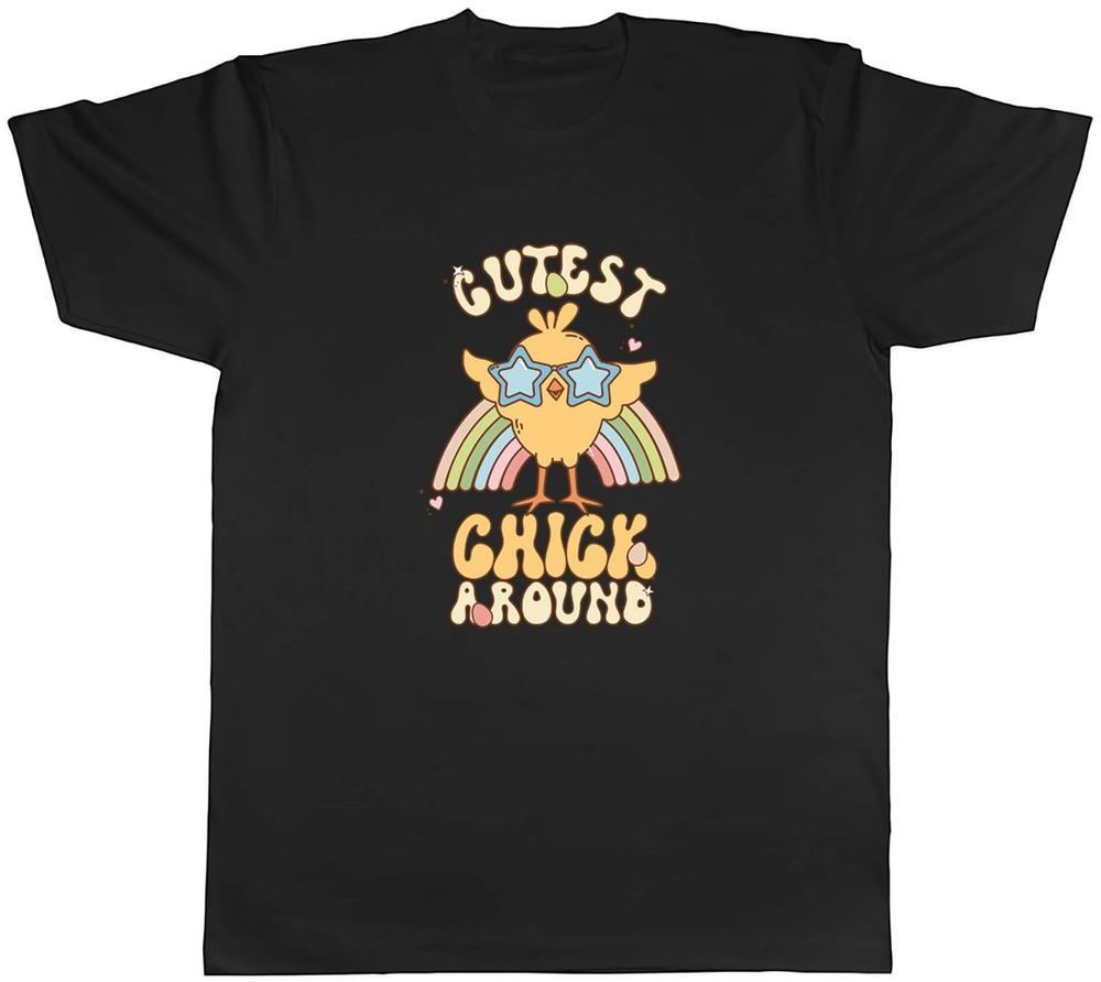 Cutest Chick Around in Blue Sunglasses Easter Mens T-Shirt Tee Gift Top S