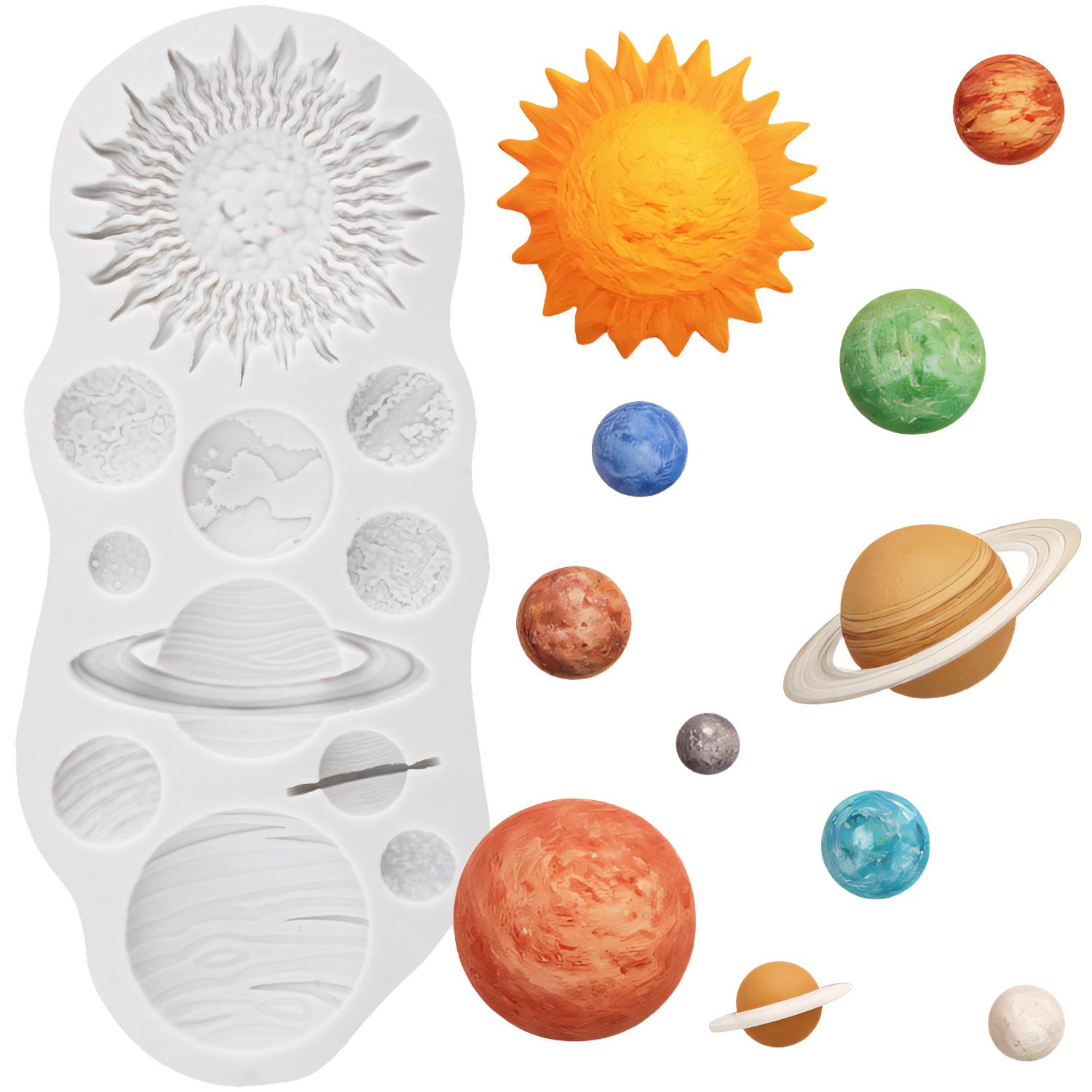 

Planets Silicone Mold Earth Venus Saturn Mars Jupiter Fondant Molds Cake Decorating Tools Cupcake Topper Candy Resin Clay Chocolate Gumpaste Mold серый