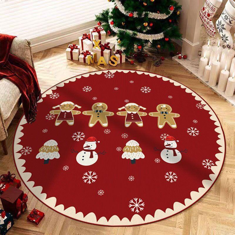 

Круглый Рождественский Красный Ковер Коврик Санта Олень Ковер Снеговик Пряничный Человек Праздничный Нескользящий Домашний Декор для Ковров в Гостиной 80x80cm