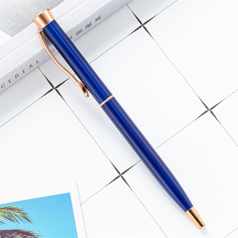 Caneta esferográfica de metal multicolorida, caneta esferográfica giratória, ferramenta de escrita para escola, papelaria, escritório