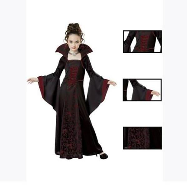 Halloween Qora Jodugar Vampir Kospley Kostyumi Bolalar Qizlar uchun Disfraz Karnaval Kiyinish Kechasi Mujer Bolalar Sahna Kiyimi