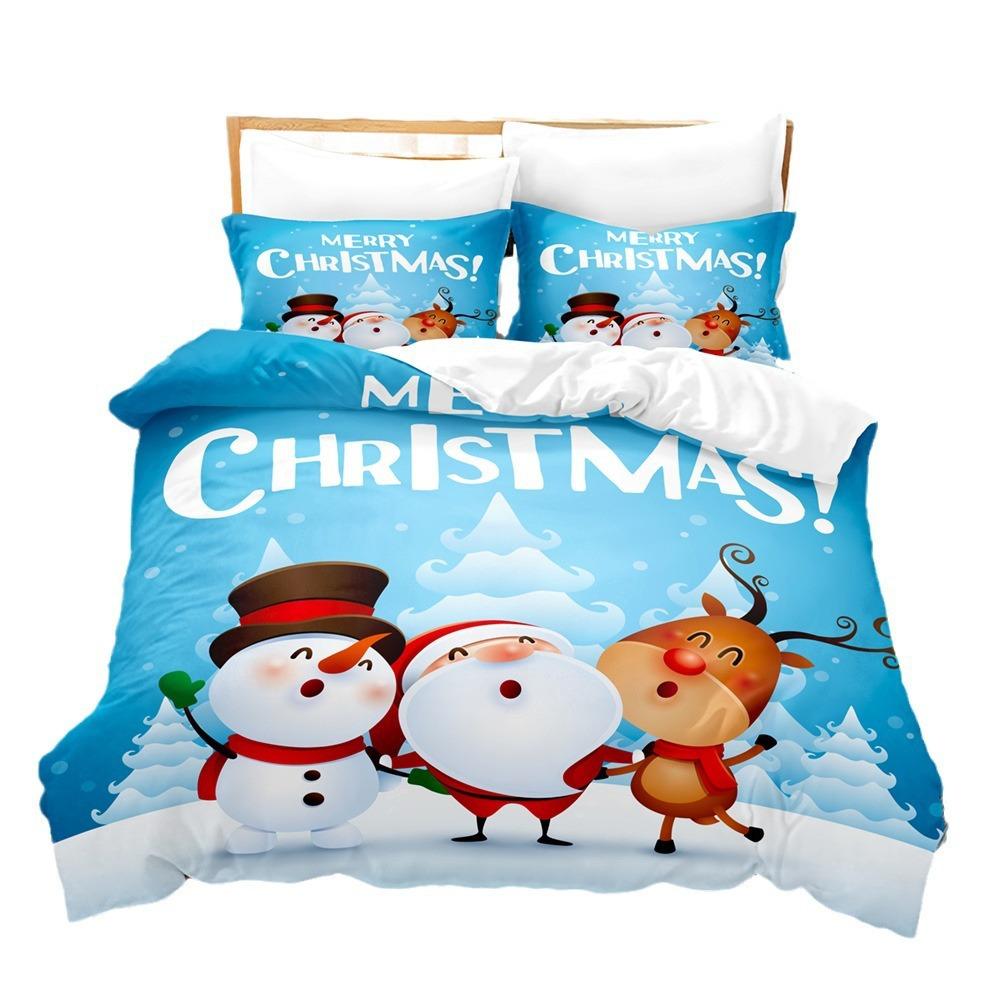3D Digital Printing Three-Piece Set, Santa Claus 3D Printing Bedding Set