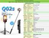 Q02S Bluetooth Selfie Stick with LED Light & Tripod for Live Broadcasts