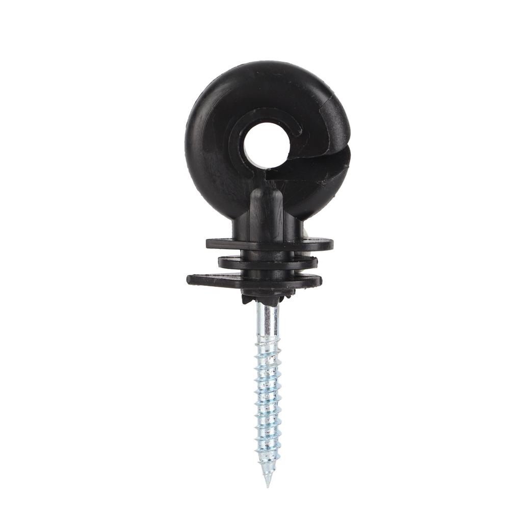 100Pcs Black Screw In Wood Post Ring Insulators for Electric Fencing Poly Wire Or Tape