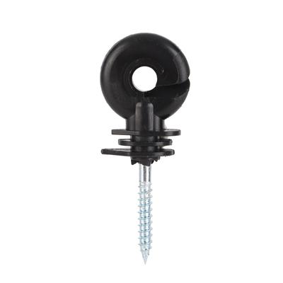 100Pcs Black Screw In Wood Post Ring Insulators for Electric Fencing Poly Wire Or Tape