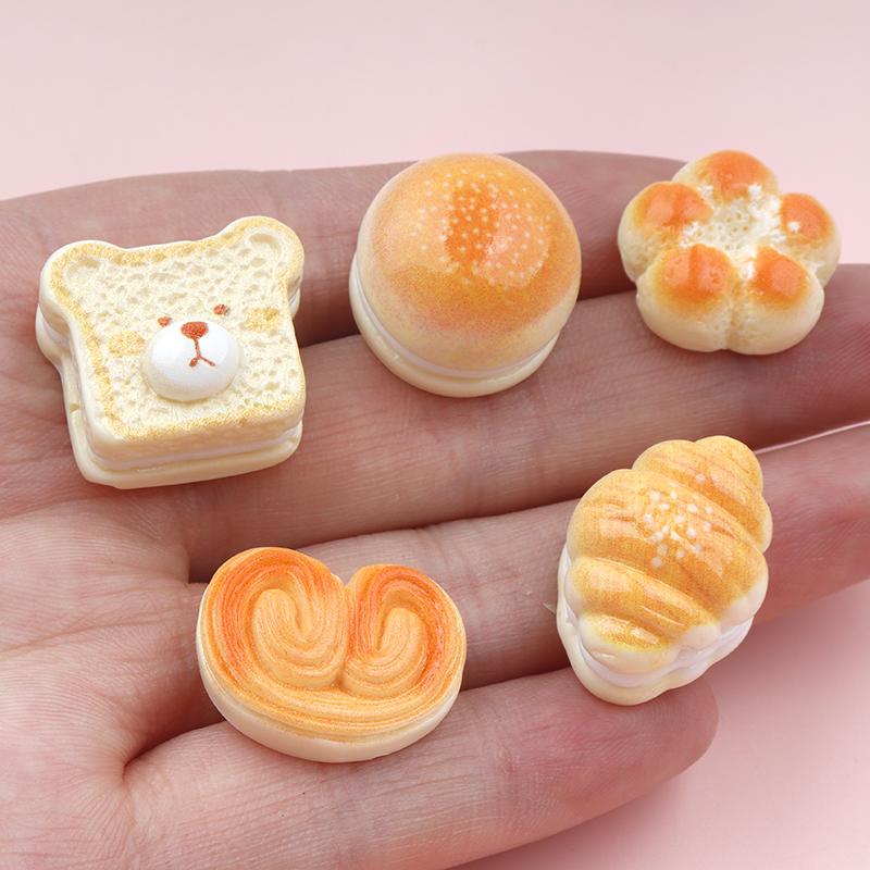 10/100Pcs Simulation Bread Resin Cabochon Flatbacks Fit DIY Scrapbooking Crafts Hair Bow Center Accessories Dollhouse Deco Parts