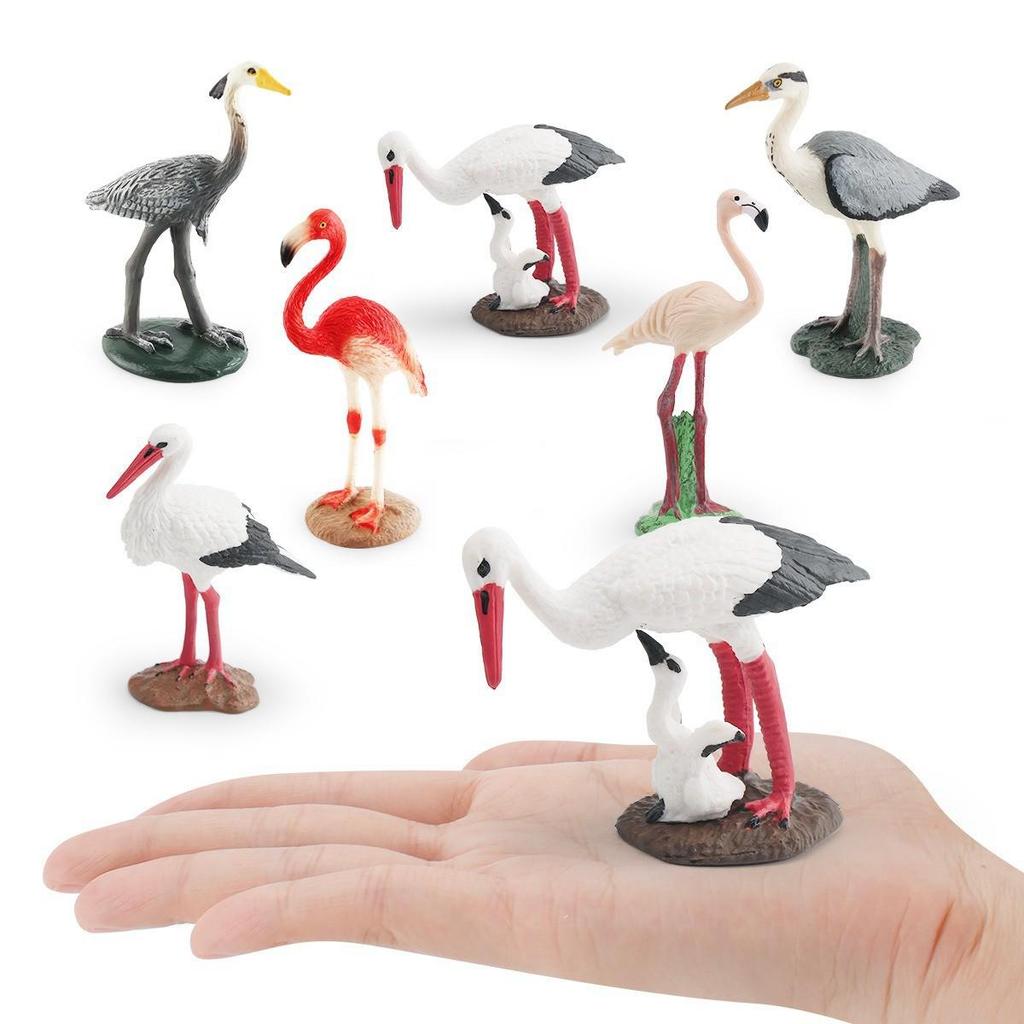 Desktop Flying Bird Models: Educational Flamingo, Heron & Crane Ornaments for Children