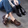 Leather Women's Shoes 2026 Spring New Round Head Soft Sole Retro Belt Buckle Middle Mouth Commuter Shoes