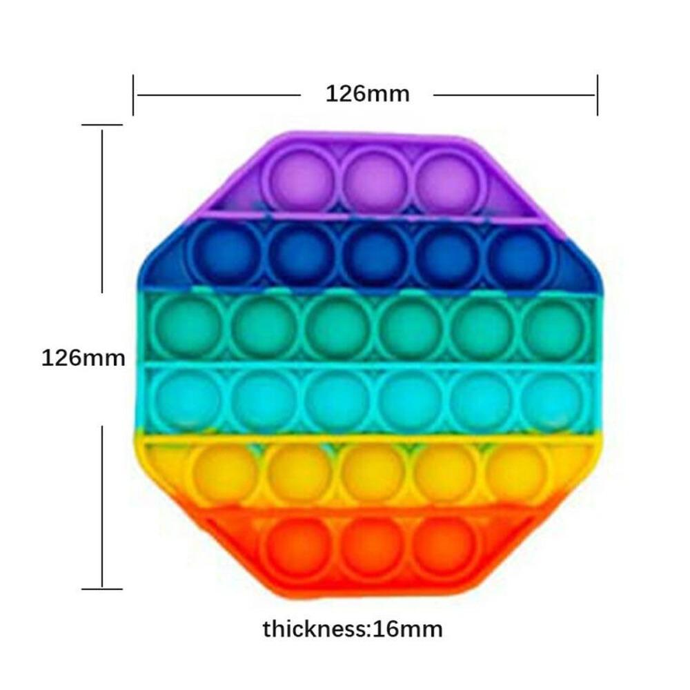 Rainbow Push Pop Bubble Sensory Fidget Toys Autism Needs Squishy Stress Reliever Toys