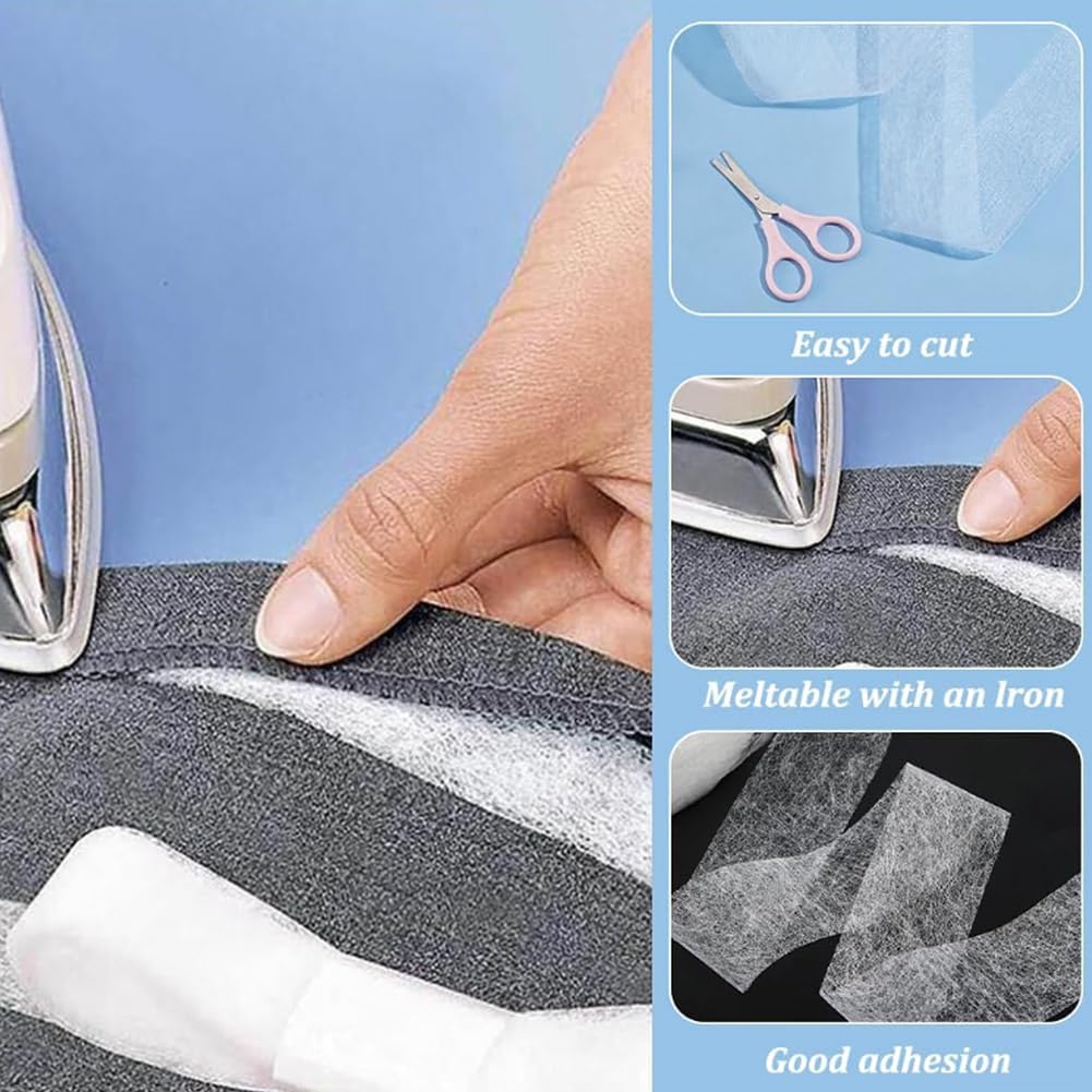 

4 Rolls 109.4 Yards Scrap Tape Waste Fabric Scraps Tape 2.56 Inch Fusible Batting Tape Adhesive Hemming Tape White Seam Tape Fusible Sheer Tape for