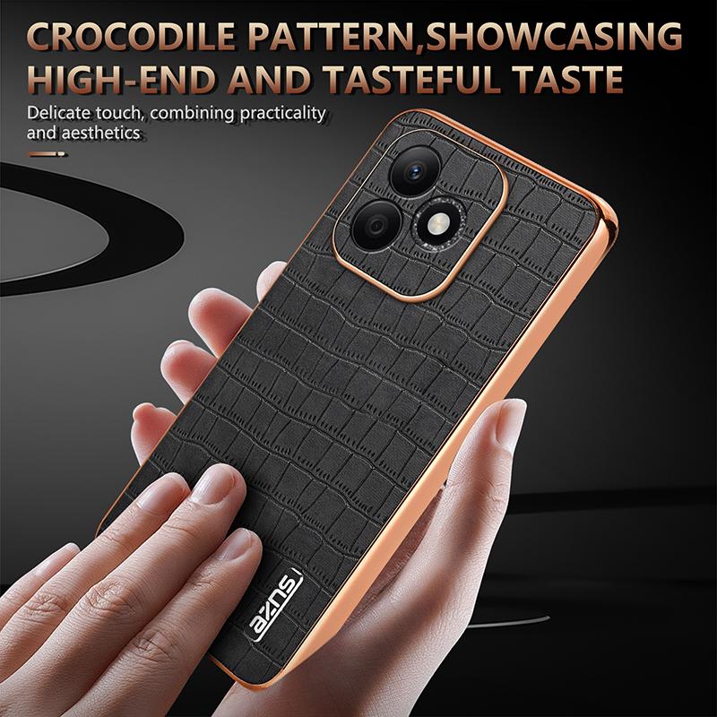 AZNS For Honor X60i 5G Case Electroplating Crocodile Texture PU+TPU Phone Cover