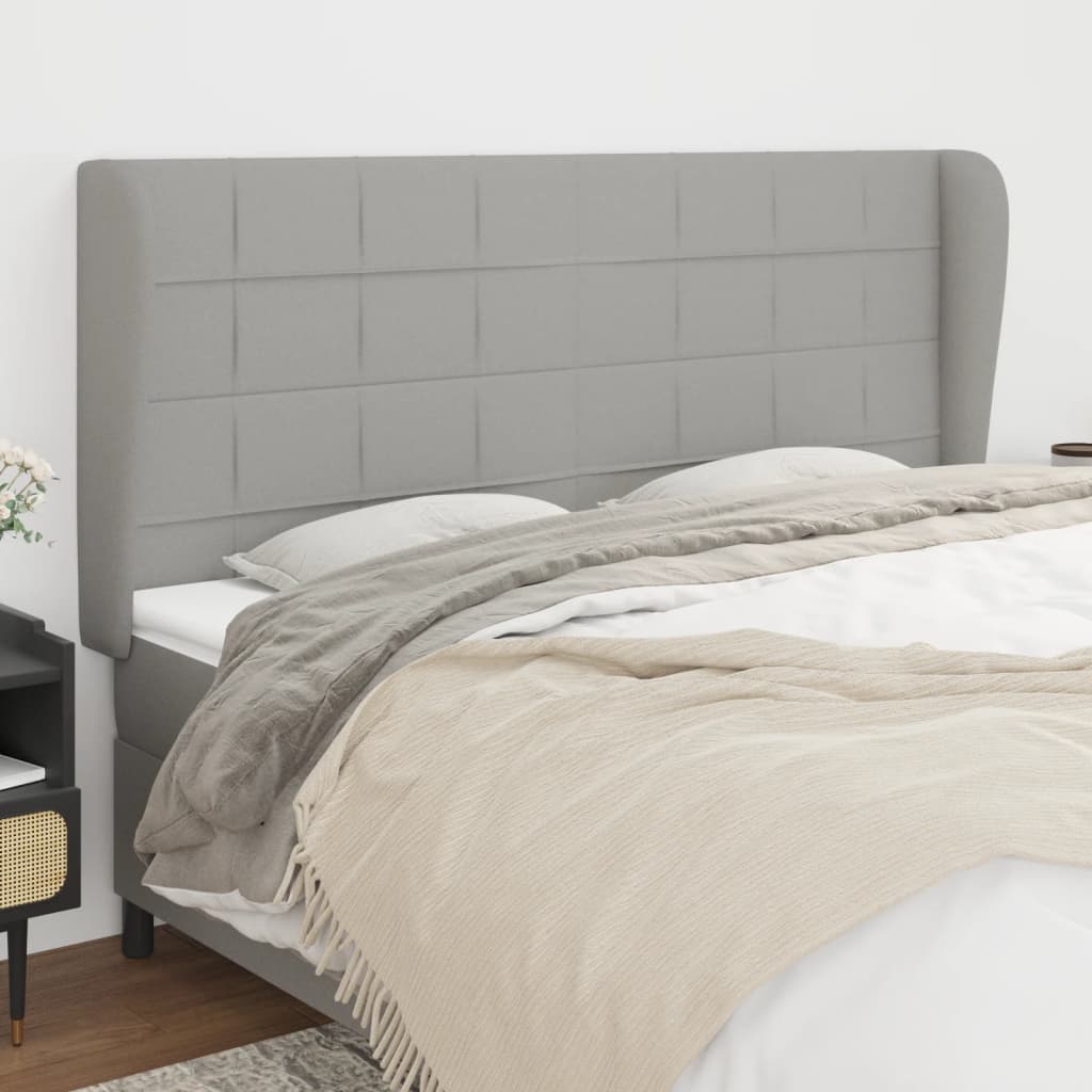 Vidaxl Wingback Headboard, Light Gray, 183X23X118/128 Cm, Fabric