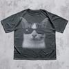 Funny Y2k Silly Cats Print Cotton Tshirt 90s Retro Kitten Vintage Graphic Tee Gift For Cat Lovers Meme Tshirt Men Women Tops