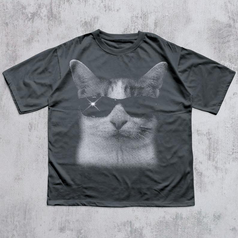 Funny Y2k Silly Cats Print Cotton Tshirt 90s Retro Kitten Vintage Graphic Tee Gift For Cat Lovers Meme Tshirt Men Women Tops