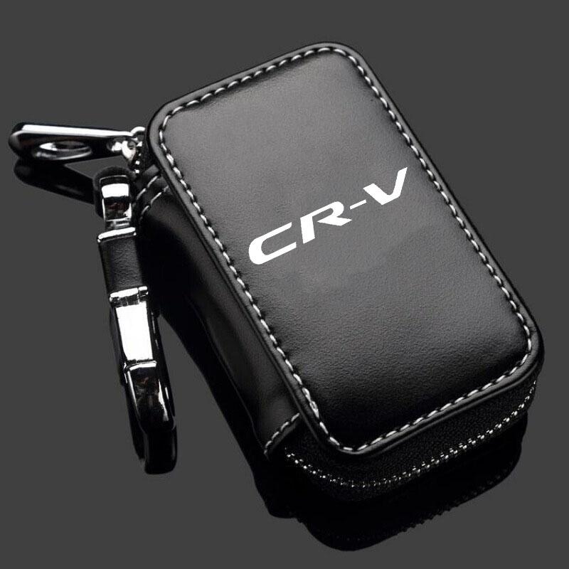 

For Honda CRV CR-V 2018 2015 2016 2017 2019 2020 Genuine Leather Car Key Fob Case Cover Keychain Zipper Bag Protection Shell