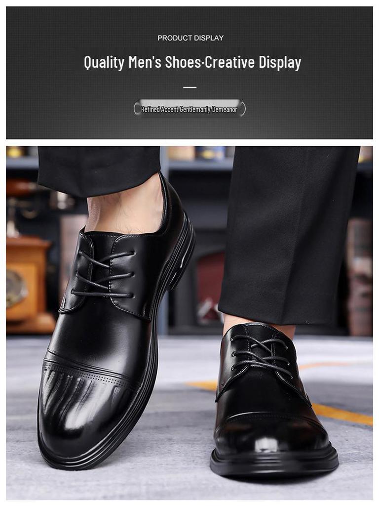 2025 Autumn British Style Genuine Leather Men's Three-Eyelet Business Formal Shoes