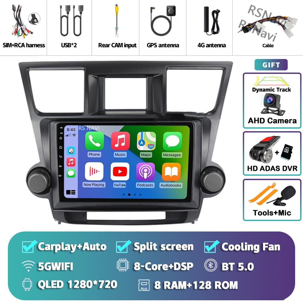 Android 14 Car Radio For Toyota Highlander 2007 - 2015 Player Multimedia GPS Navigation Stereo CarPlay Auto Video Head Unit DVD