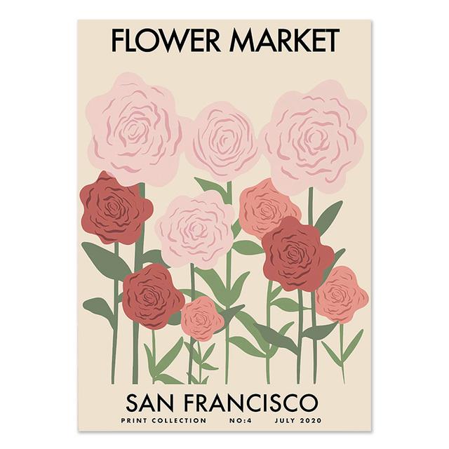 Słonecznik Tulipan Plakaty i Druki Rynek Kwiatowy Abstrakcyjne Malarstwo na Płótnie Nordycki Minimalistyczny Obraz Sztuki Ściennej Salon Dekoracja Domu