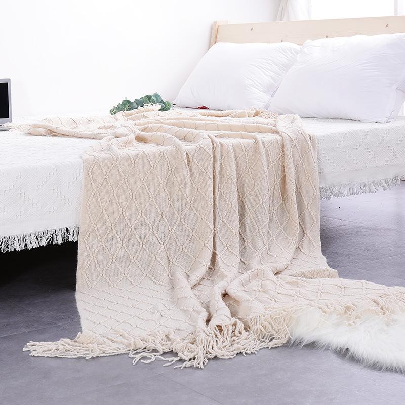 Hotel Bedside Blanket Multi-functional Blanket Nordic Style Simple and Elegant Full Cover Sofa Cover Hotel