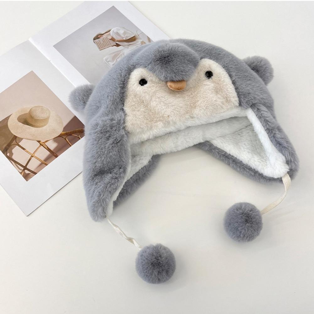 Cute Penguin Plush Hat Cold Protection Pullover Hat Sweet Beanies Caps  Kids Adult Gifts