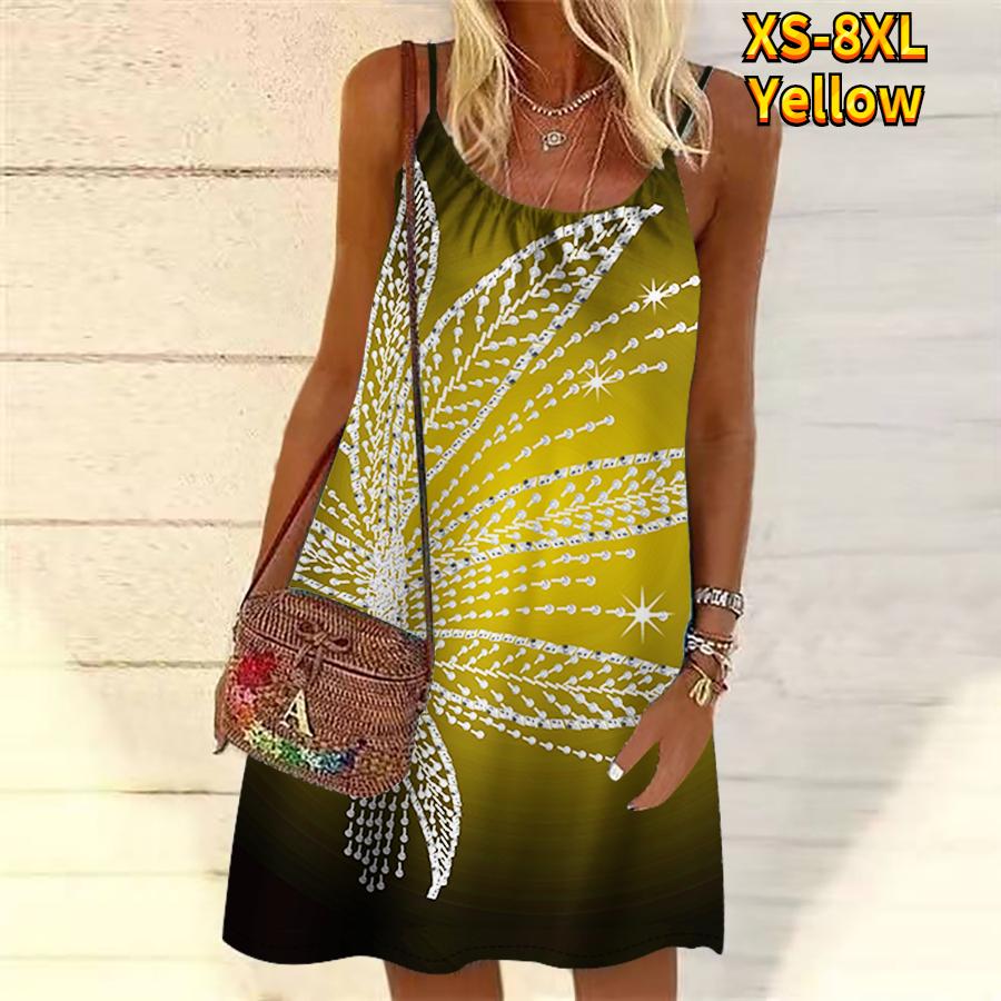 Женское мини-платье с ярким бриллиантом и большим цветочным принтом — фото 4