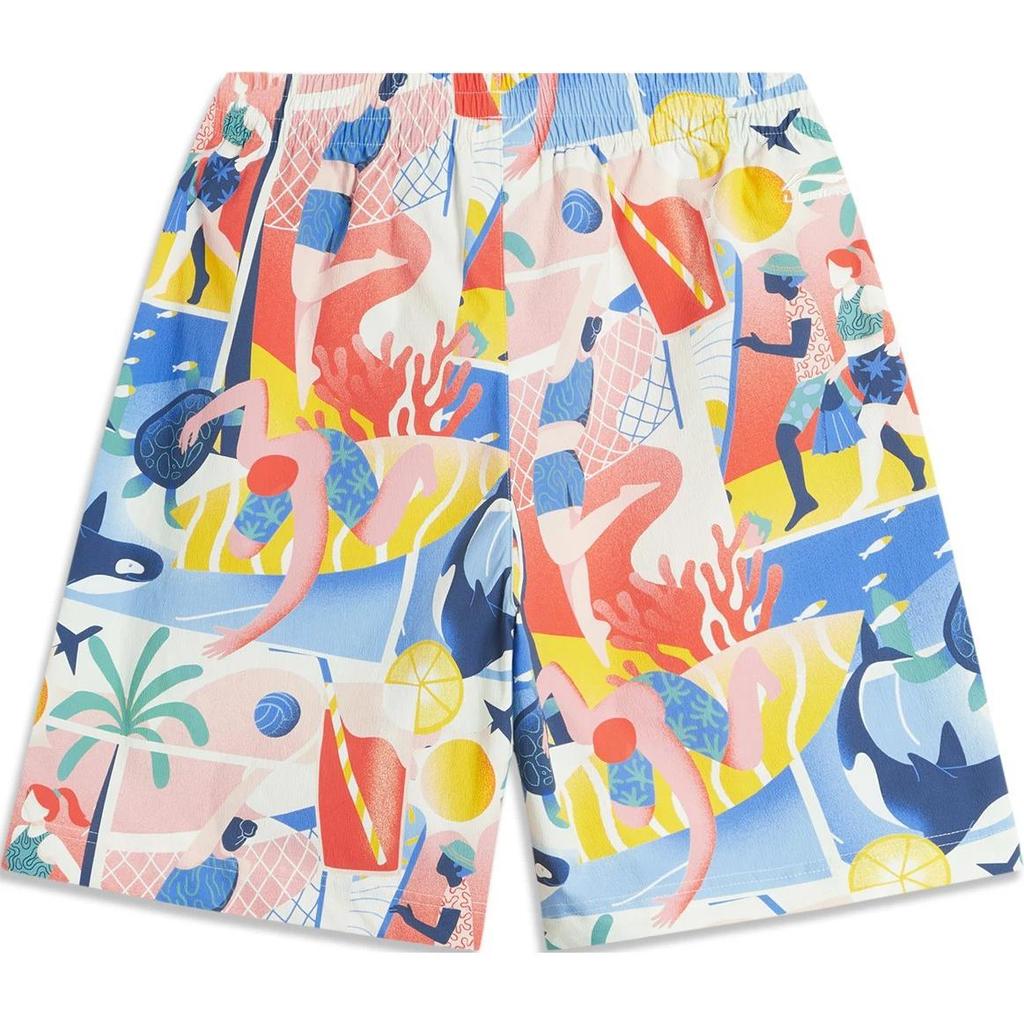 Li-Ning Comfortable Simple Lace-Up Color Block Printed Loose Fit Five-Point Shorts Men Shorts Color-Combination AKSU237-1