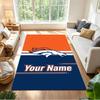 Denver Broncos Logo Customized Name Area Rug Suitable for Foyer Study room Decorate room Dining Room Anti-slip Rug Decorate Offices
