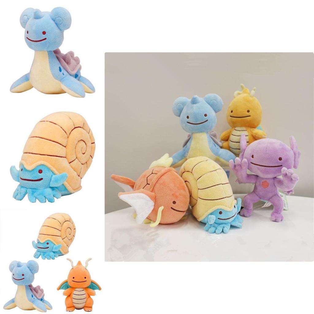 New Arrival Pokemon Plush Toy Set Featuring Ditto Lapras And Dragonite Soft Dolls