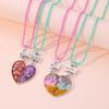 Set di 2 Collane con Ciondolo a Mezzo Cuore Colorato Catena con Perline Fascino Migliori Amici Choker Gioielli BFF Per Bambini Amicizia