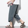 Summer Men Chinese Style Cotton Linen Harem Pants Men Streetwear Breathable Beach Pants Male Casual Calf-Lenght Trousers