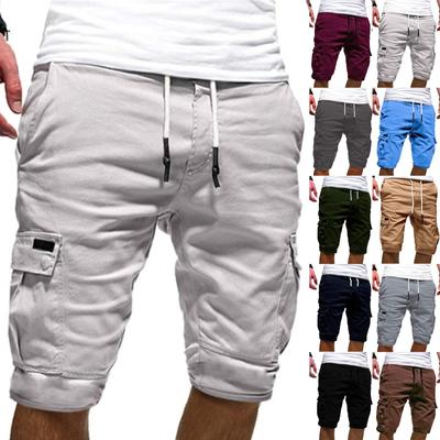 Męskie letnie na co dzień na zewnątrz Casual Patchworkowe kieszenie Kombinezony Sportowe oprzyrządowanie Spodenki Spodnie