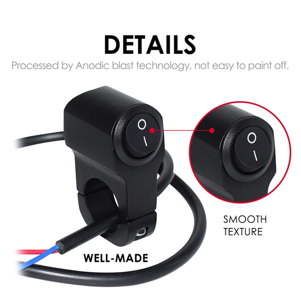Upgraded 7/8-inch Motorcycle Handlebar Switch Control Universal Mount LED Headlight On/Off Switch with Button Durable