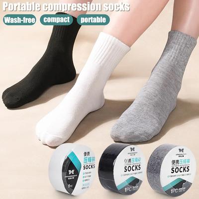 5 Paar Einweg-Reisesocken für Herren Damen Waschbare Kompressionssocken Tragbare Kompression Hochelastische Baumwollsocke