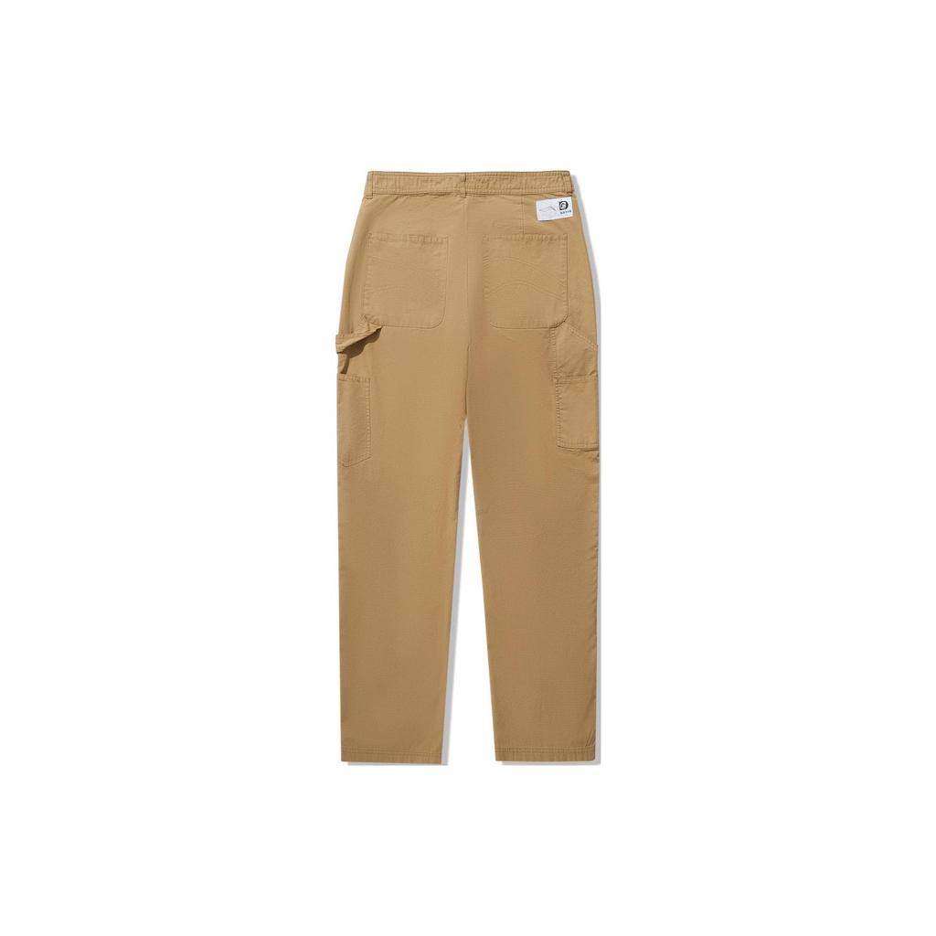 Li Ning Skateboard Series Solid Color Straight Loose Casual Pants Men Bottoms Yellow Brown AKXU101-2