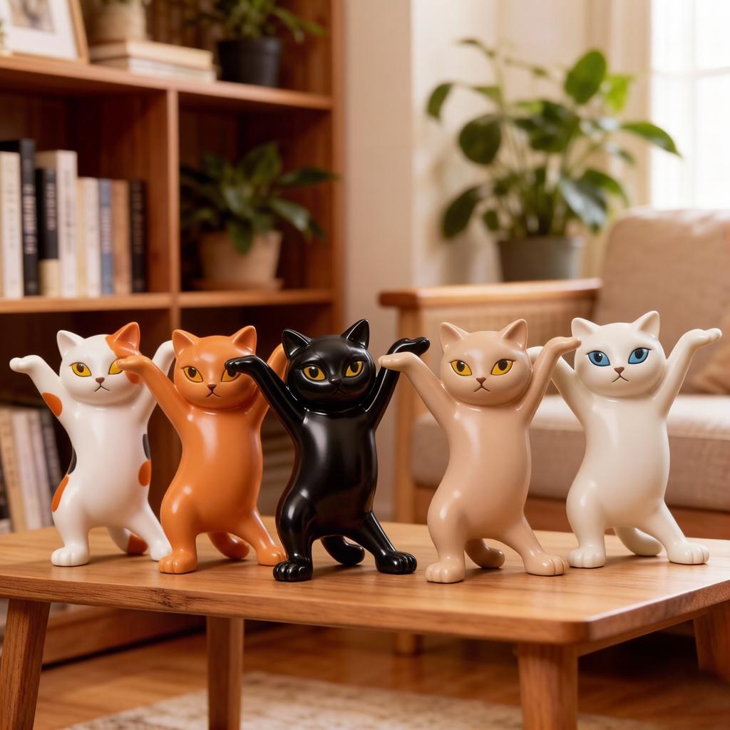 5 PCs Dancing Cat Animation Figure Enchanting Capsule Toy Doll for Fashion Cake Decoration Cat Model Enchanted Doll