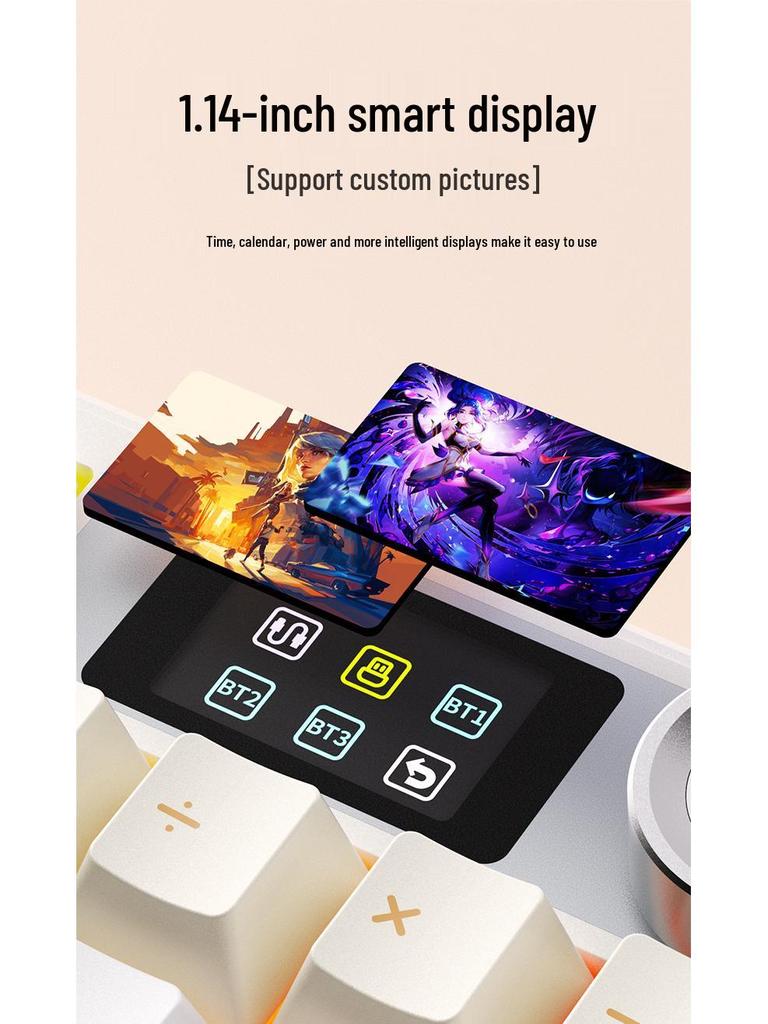 Tarantula F108pro Kabellose Bluetooth-Mechanische Esports-Tastatur mit drei Modi und Anpassungsoptionen: Farbverlauf, Heiß-Swap-fähig, Seitenbedruckt.