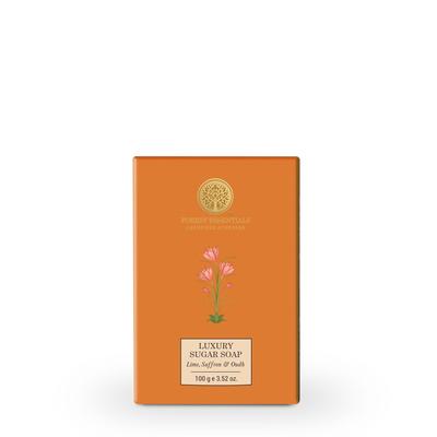 Forest Essentials Lime Saffron & Oudh Soap | Ayurvedic Scented Handmade Bath Soap | Gently Cleanses & Softens Skin | With Natural Oils & Raw Cane Su