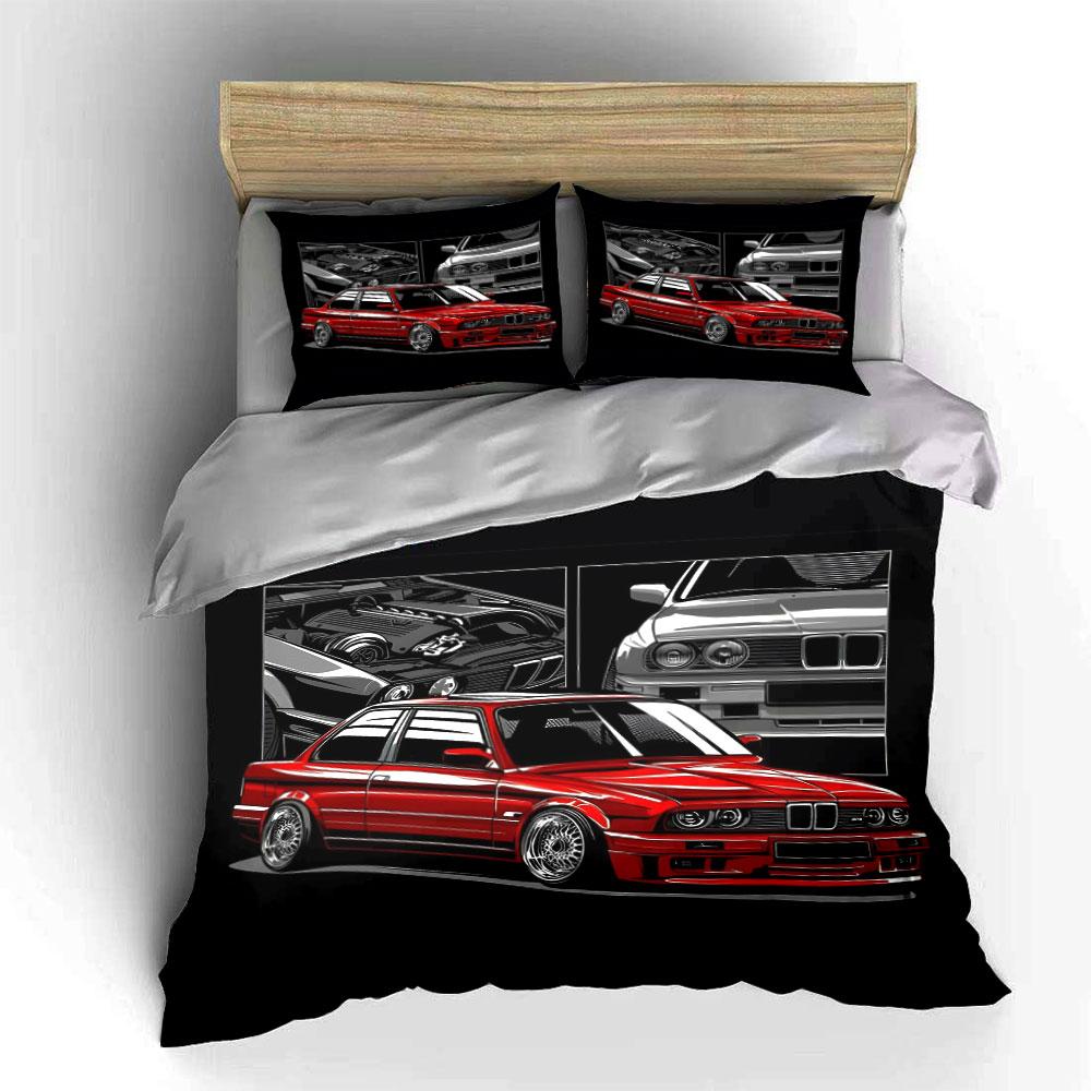 Red Sports Car Illustration. Bedding Sets Duvet Cover Sets Duvet Covers Pillowcases(1 * Duvet Cover 2 * Pillowcases Without Duvet Insert)